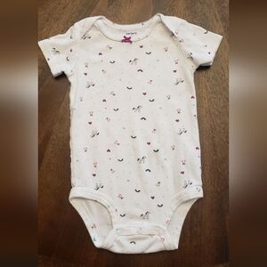 Carter's White Unicorn Print Baby Onesie Size 12 Months